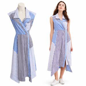 Anthropologie Pilcro Reworked Muscle Midi Dress Blue Stripe Size Small